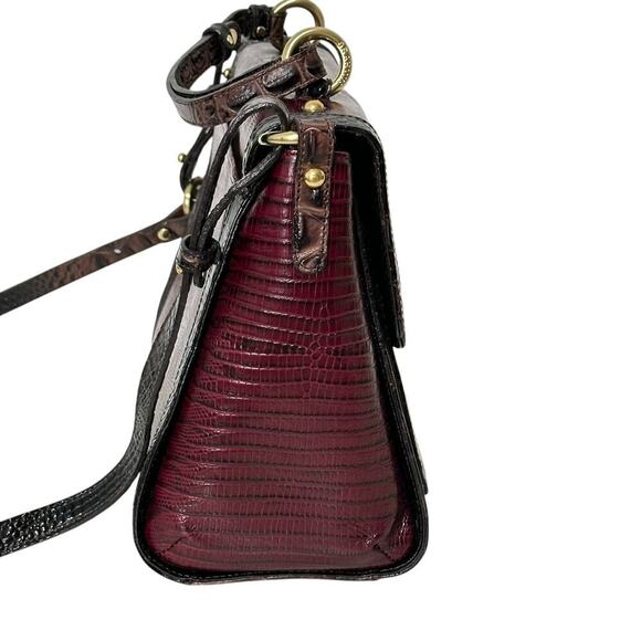 Brahmin Melbourne Leather Red/Black Oxford Flap Satchel - Picture 7 of 15